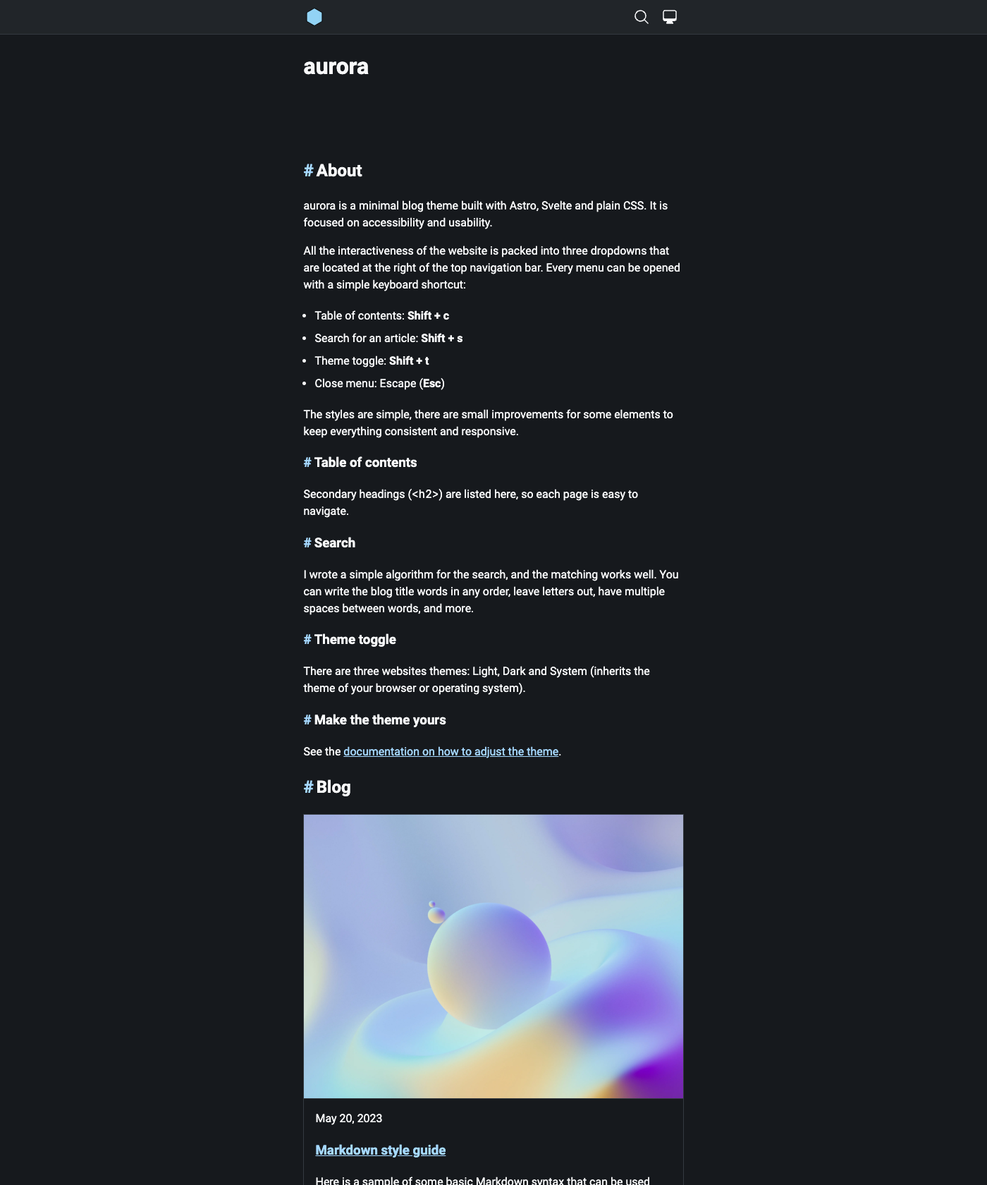 Screenshot of Aurora