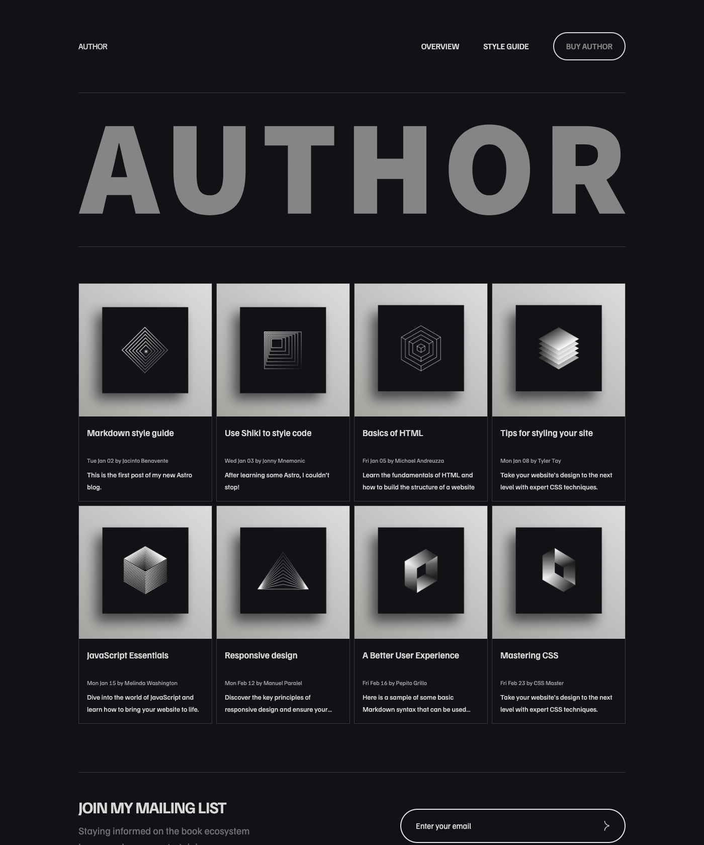 Screenshot of Author