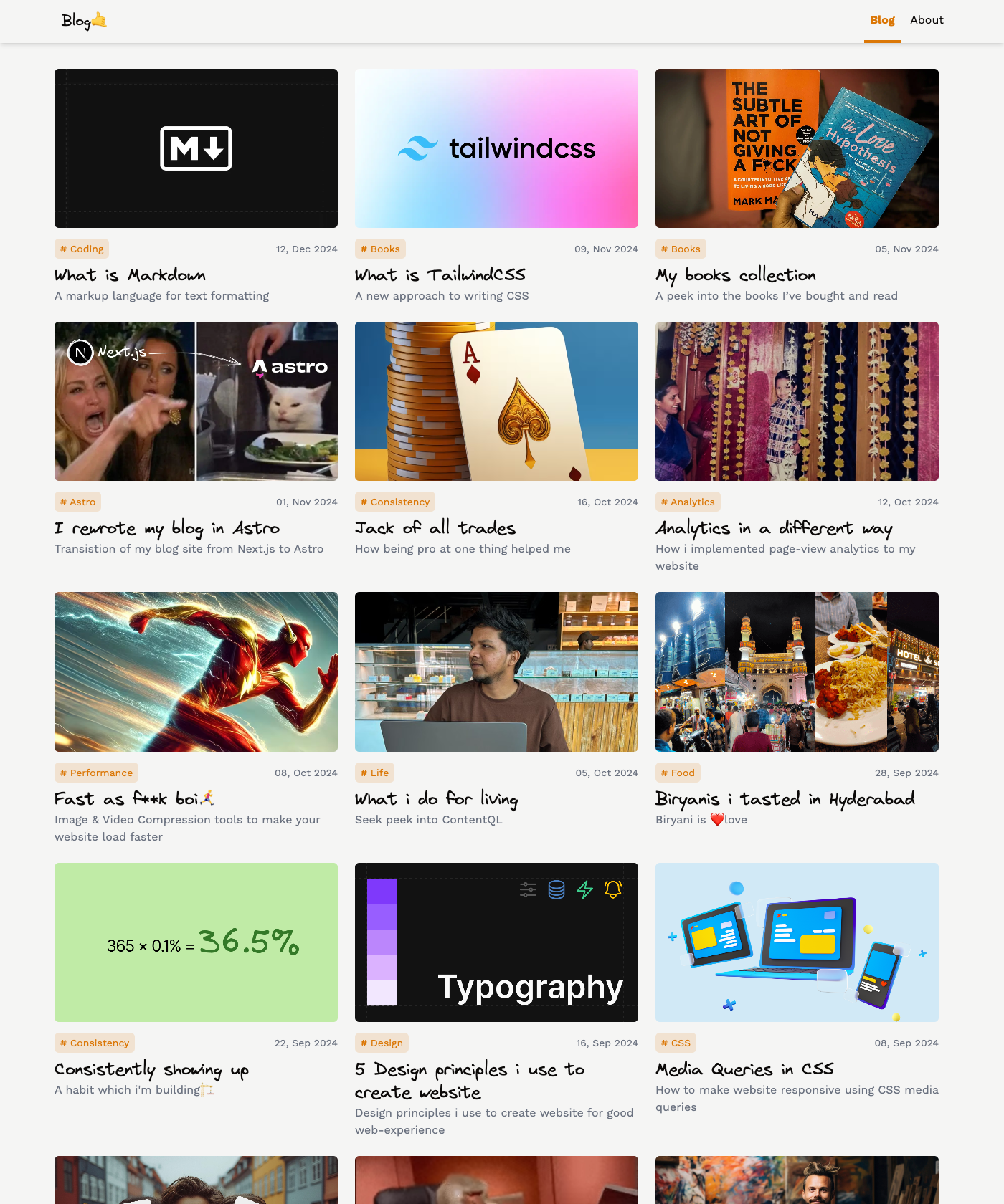 Screenshot of Blog Website