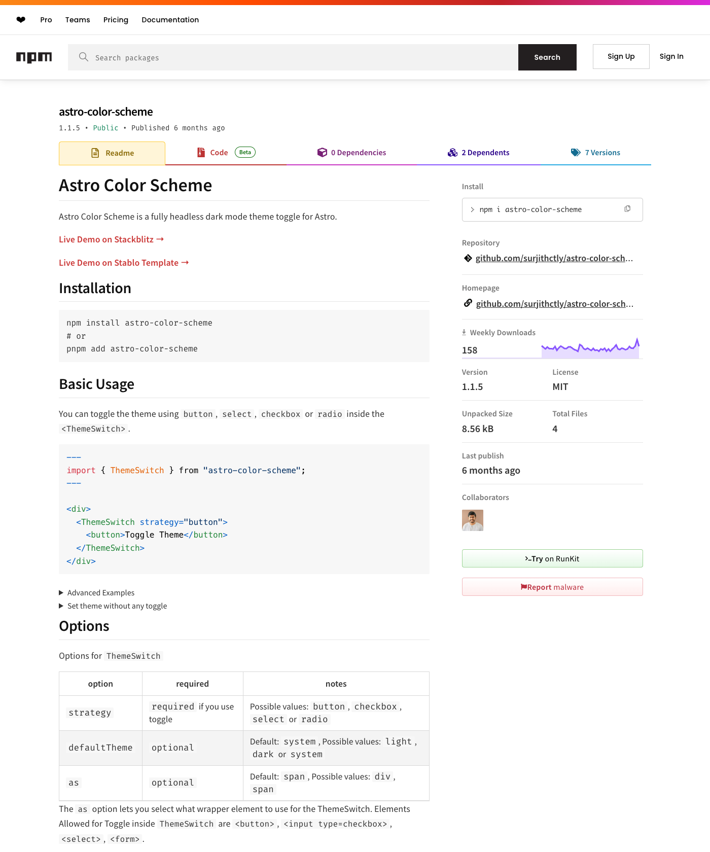 Screenshot of Astro Color Scheme