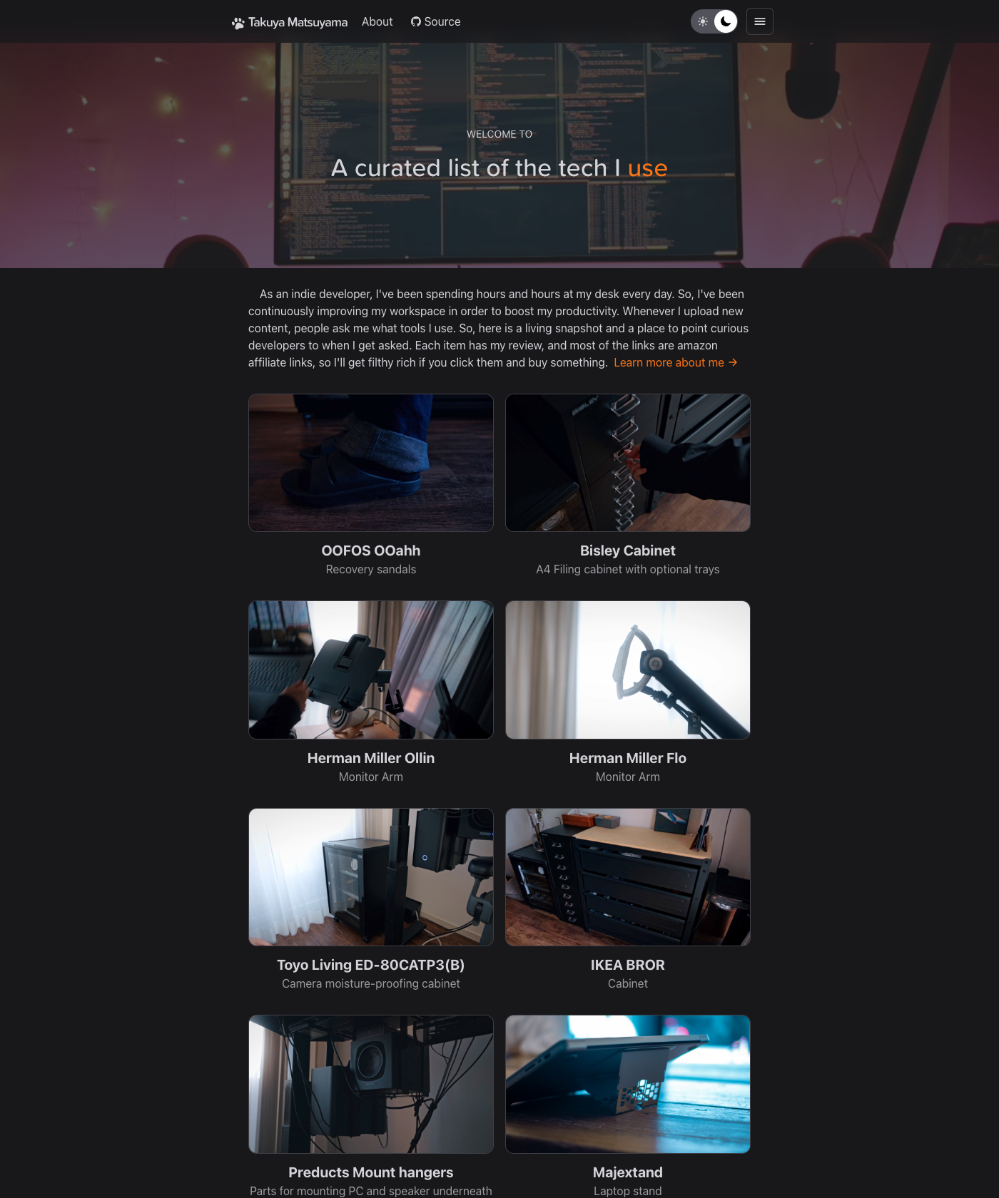 Screenshot of Craftzdog Uses