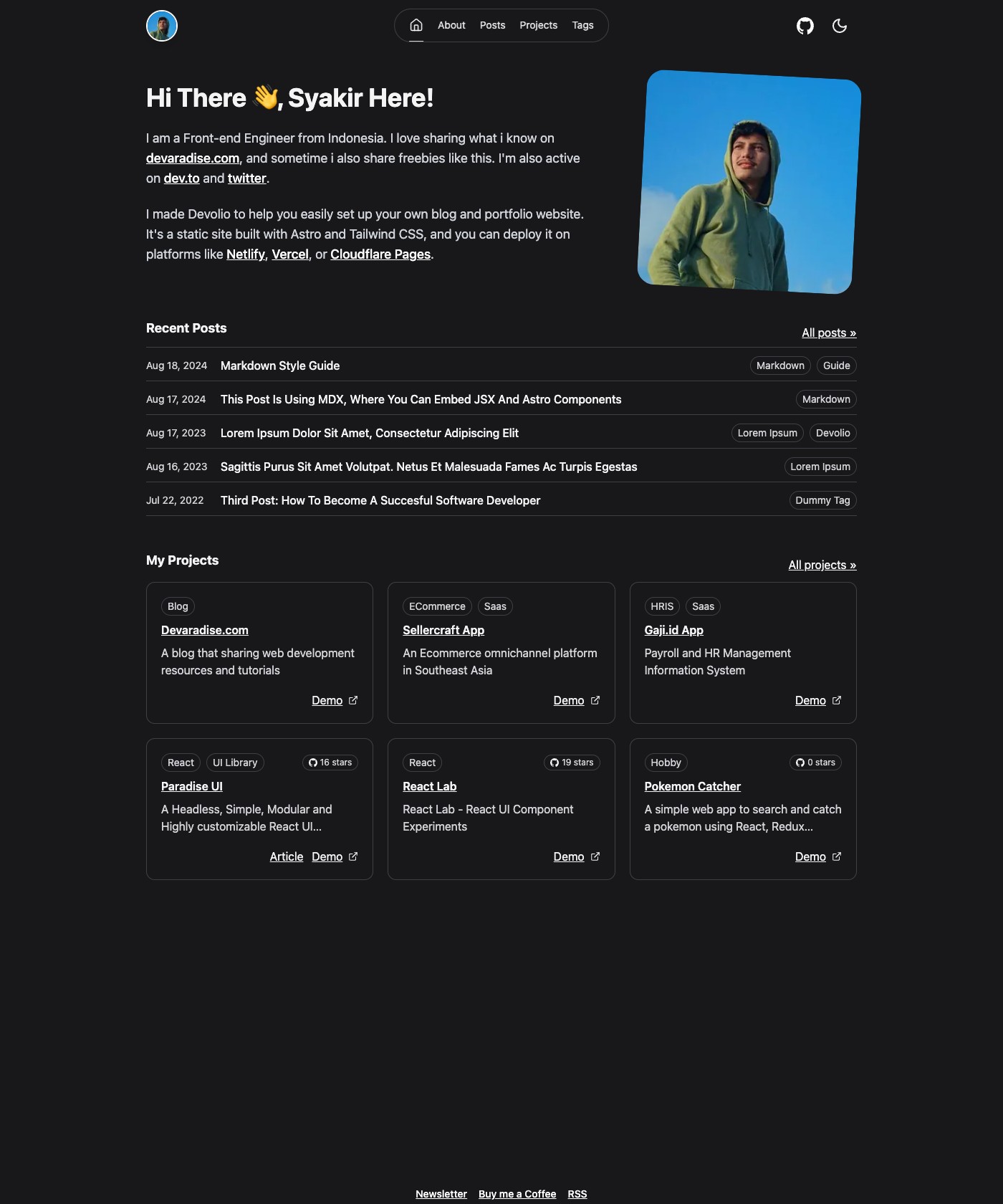 Screenshot of Devolio