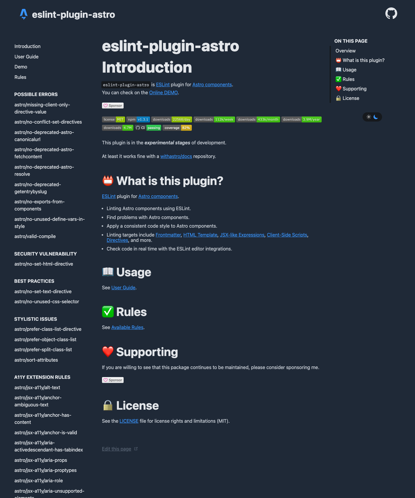 Screenshot of Eslint Plugin Astro