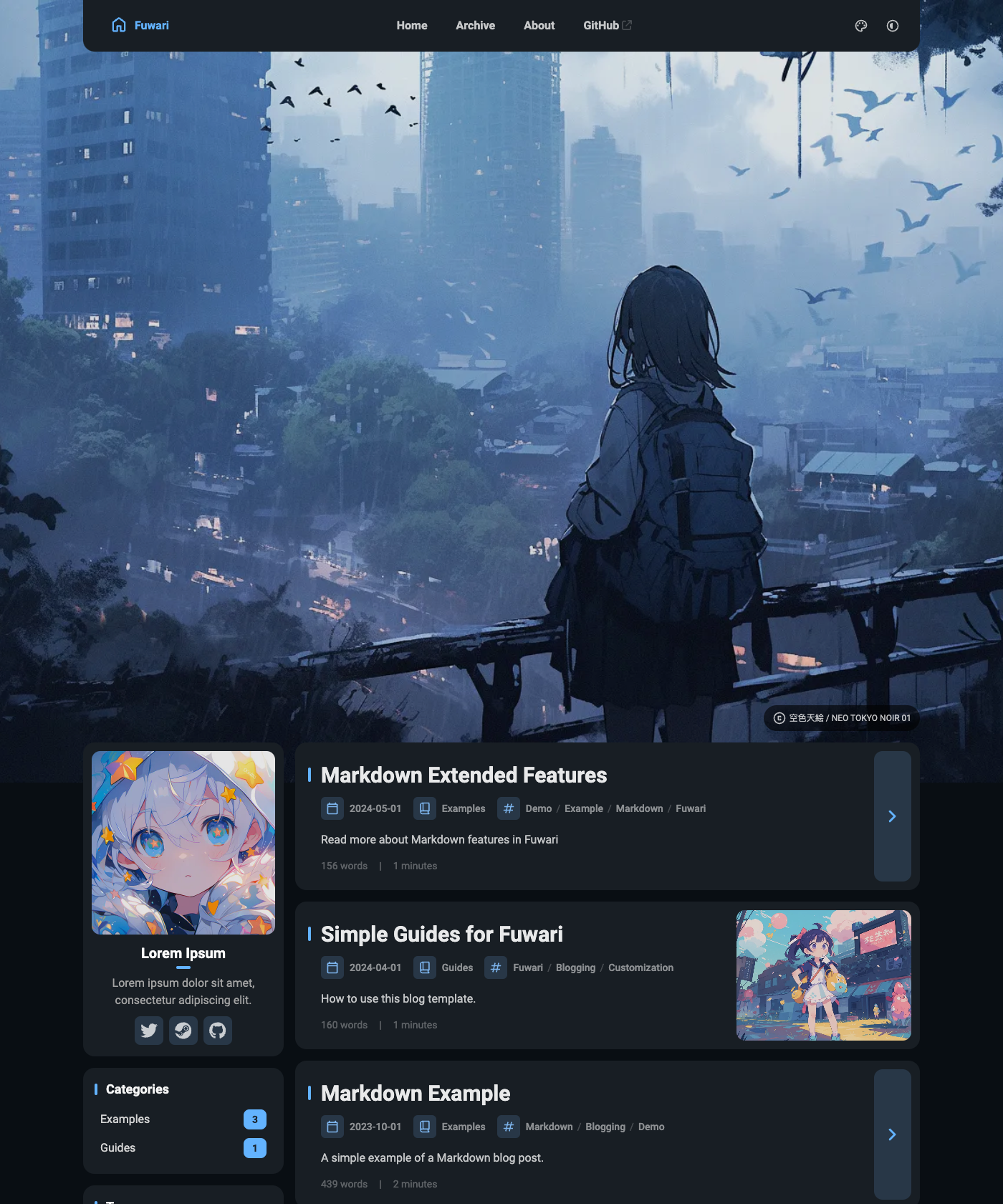 Screenshot of Fuwari