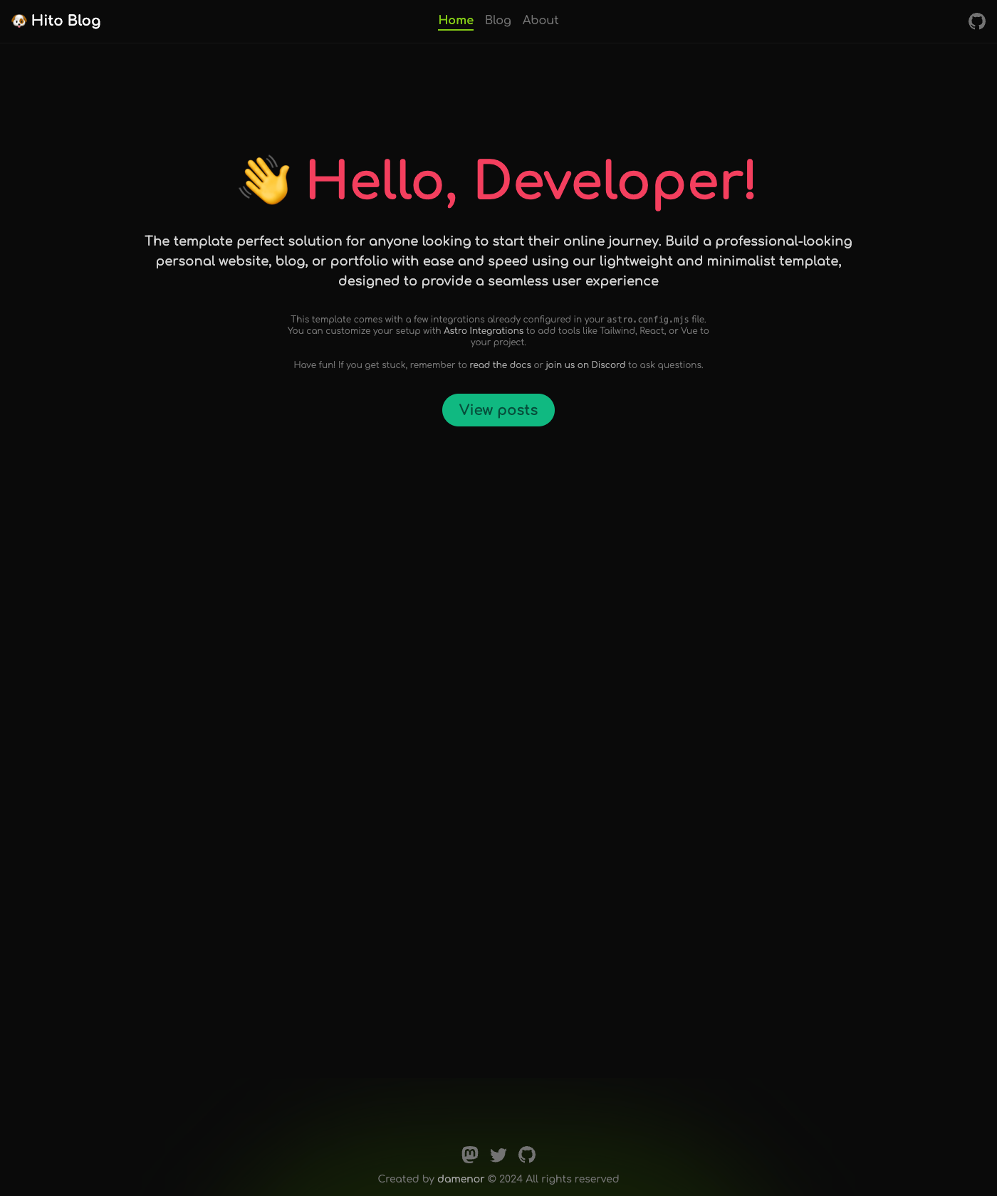 Screenshot of Hito blog