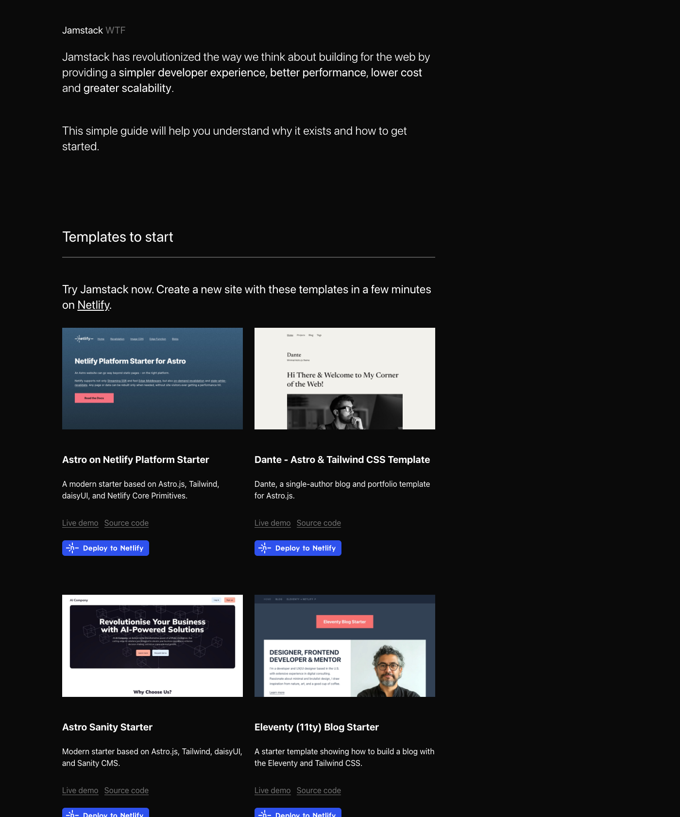 Screenshot of Jamstack Wtf