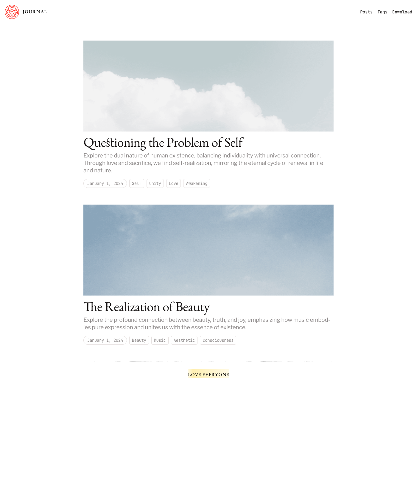 Screenshot of Journal