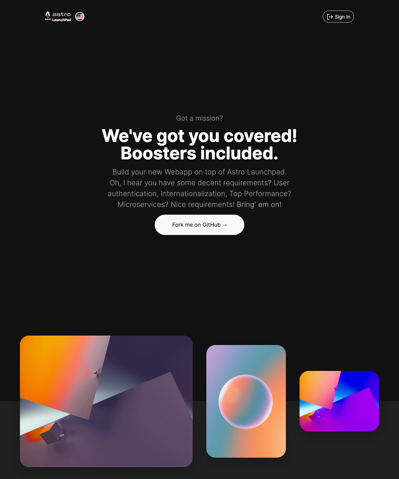 Screenshot of Astro Launchpad