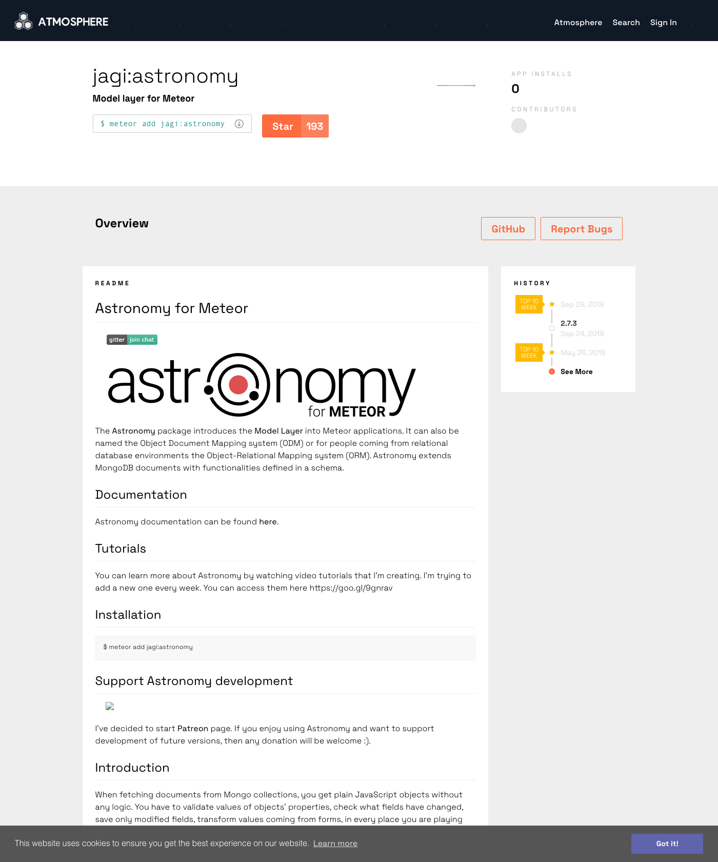 Screenshot of Meteor Astronomy