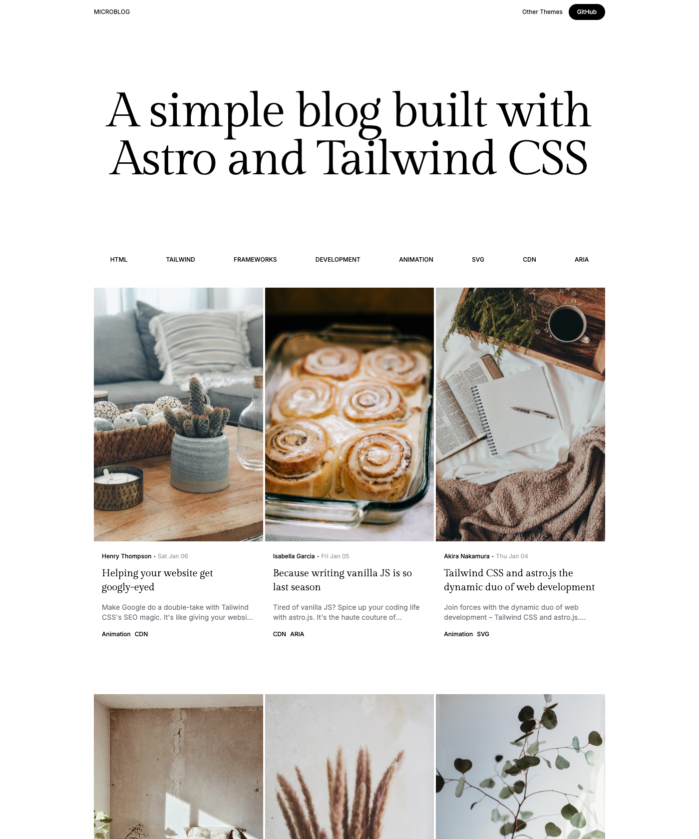 Screenshot of Microblog