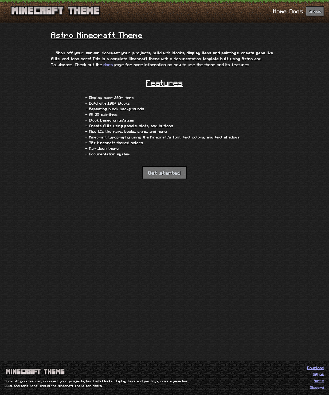 Screenshot of Minecraft Theme