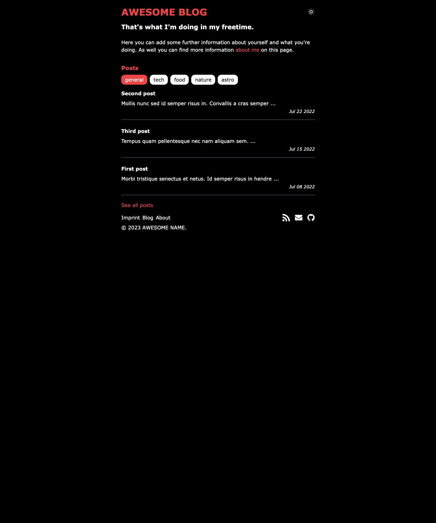 Screenshot of Astro Minimal Blog