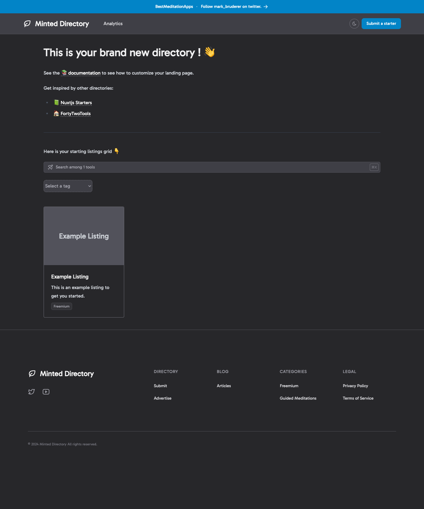 Screenshot of Minted Directory