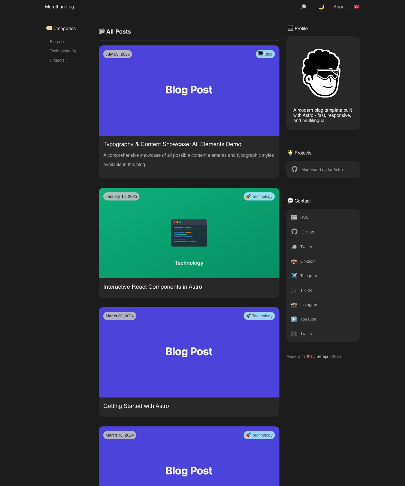 Screenshot of Morethan-Log for Astro