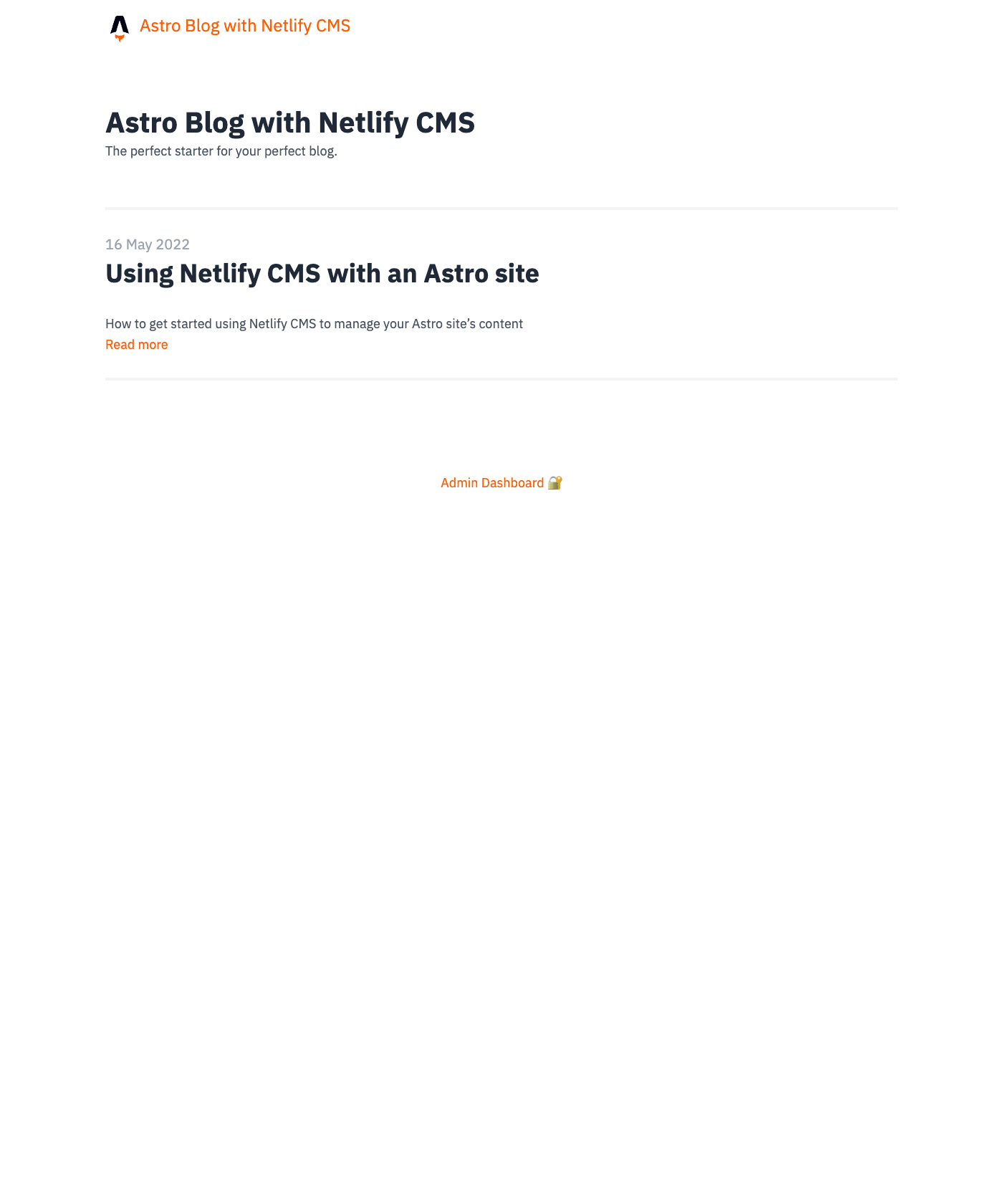Screenshot of Astro Netlify Cms Starter
