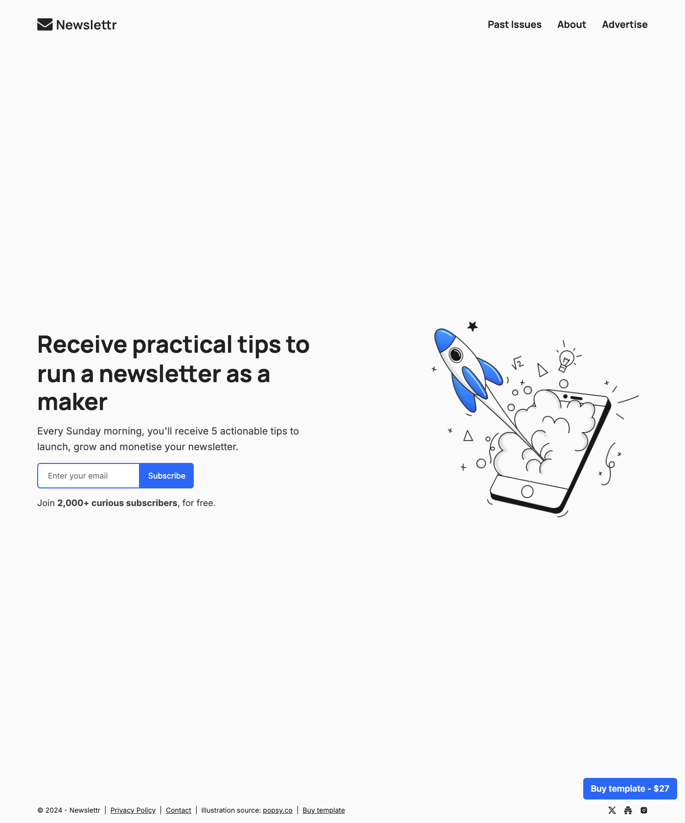 Screenshot of Newslettr