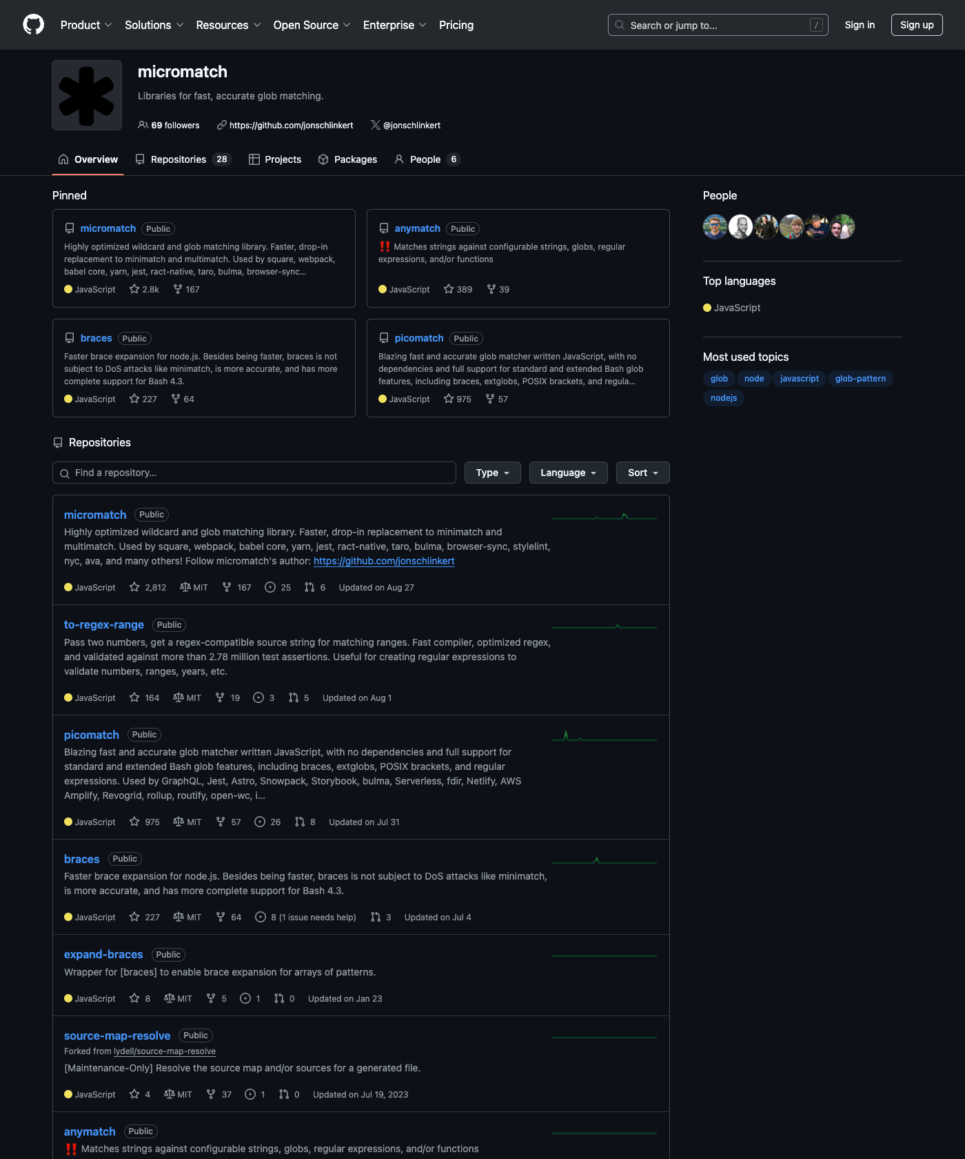 Screenshot of Picomatch