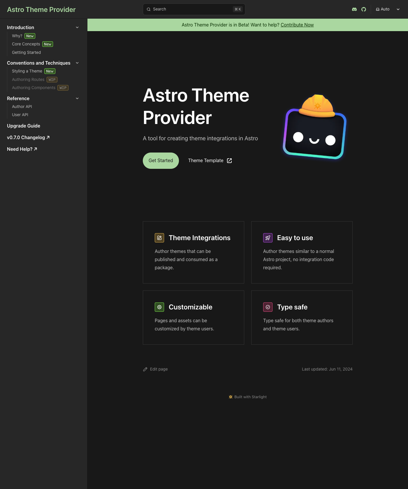 Screenshot of Astro Theme Provider