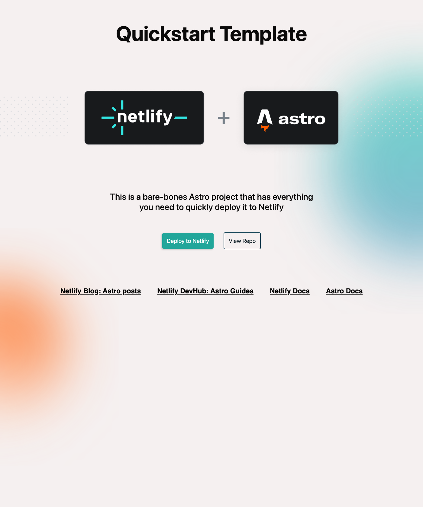 Screenshot of Astro Quickstart