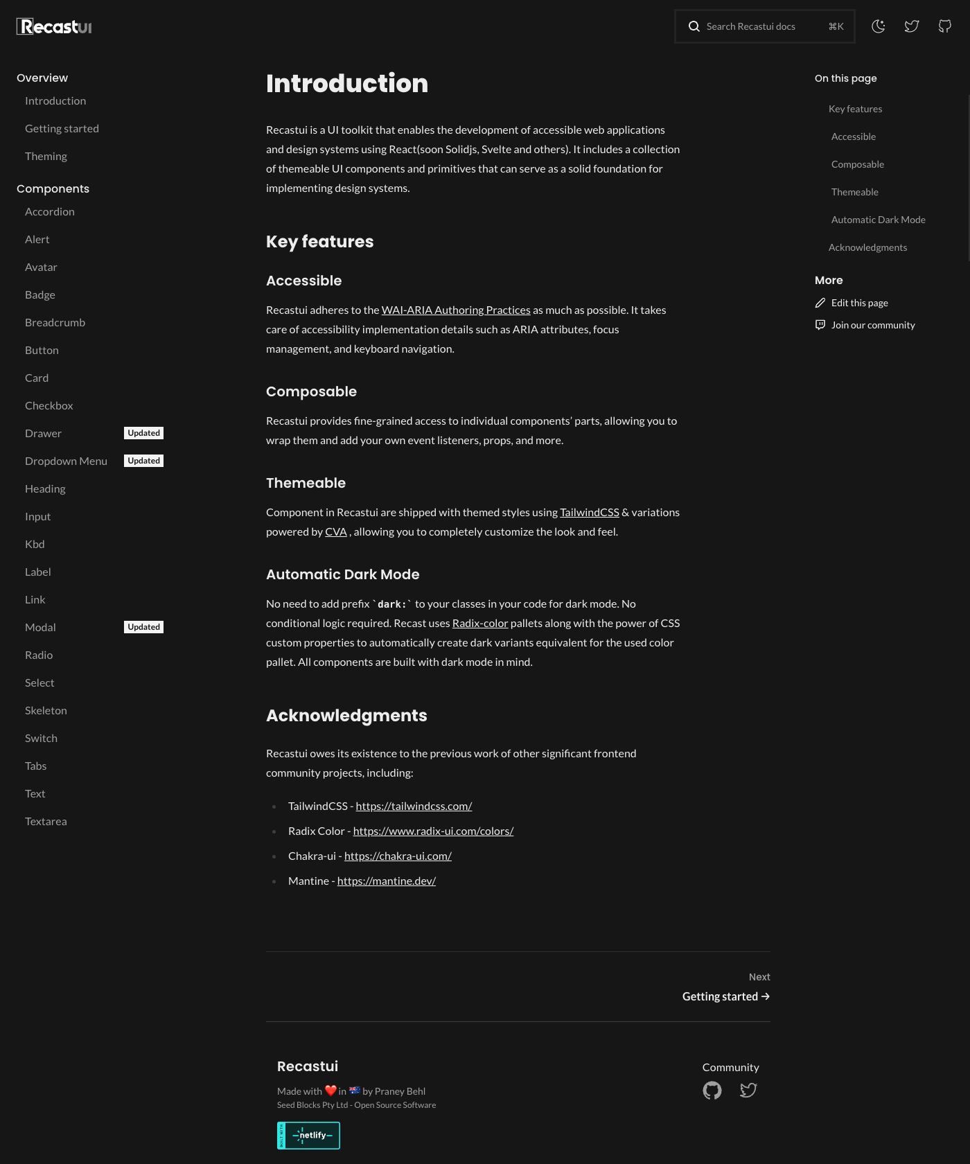 Screenshot of Recastui