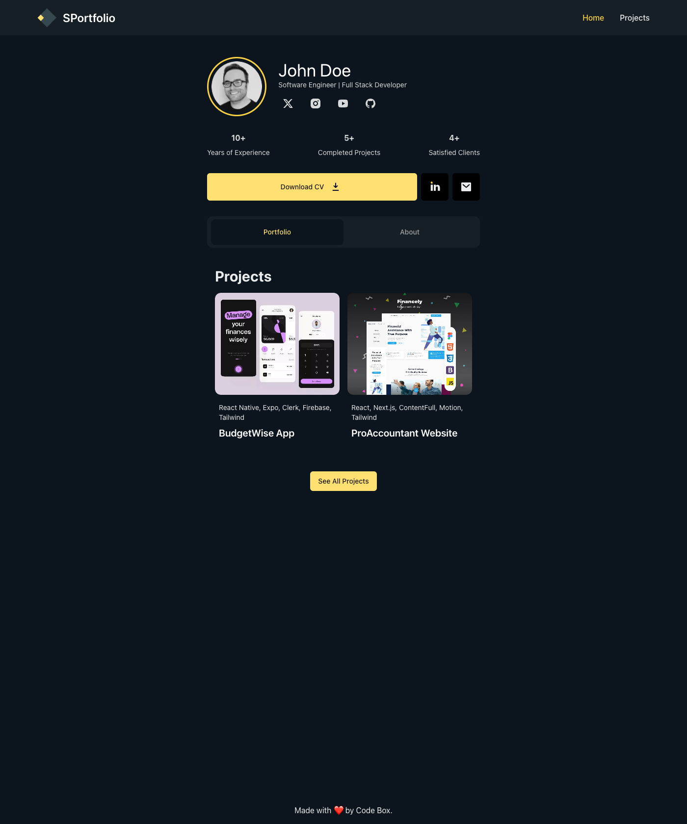 Screenshot of Simple Portfolio