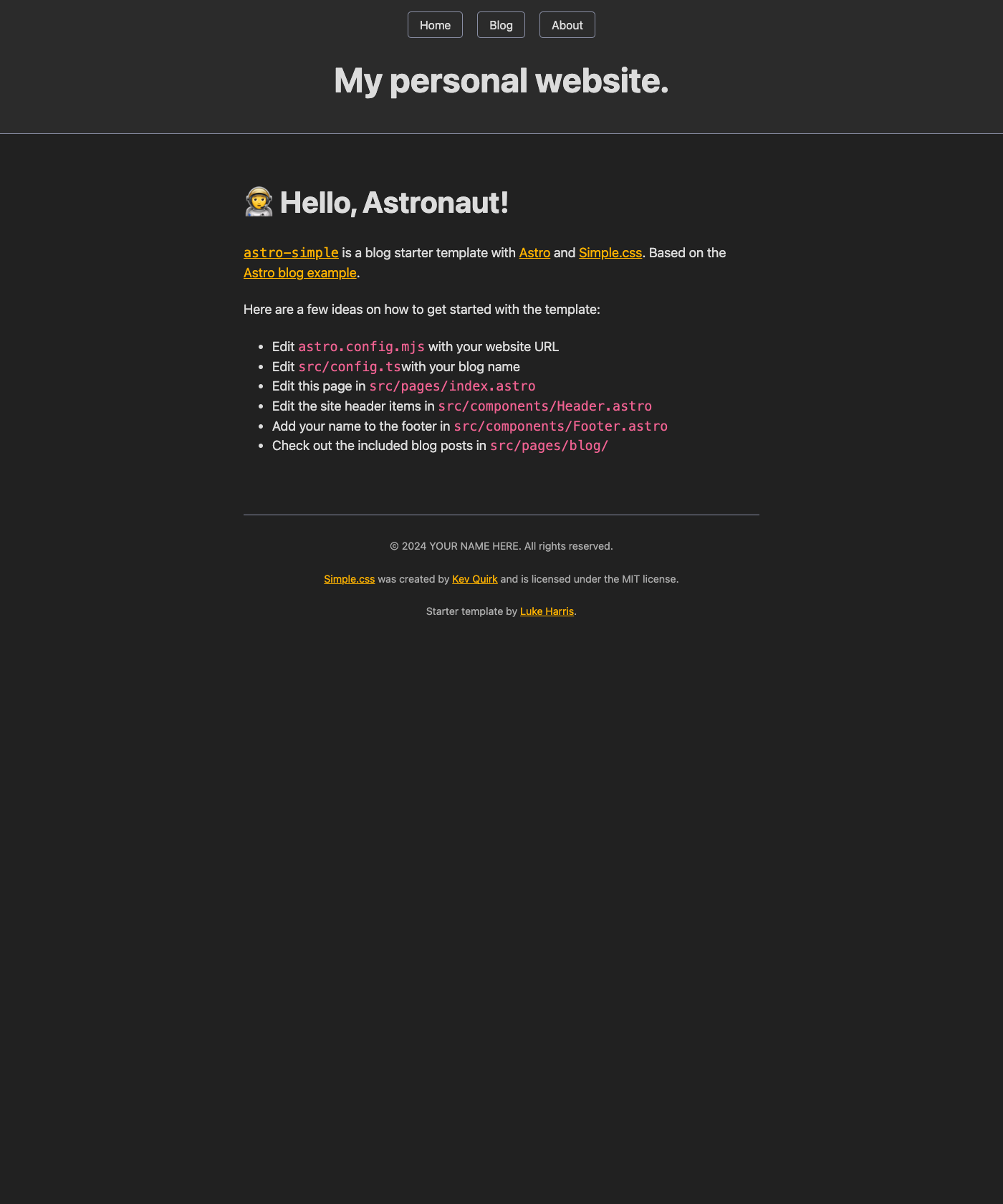 Screenshot of Astro Simple