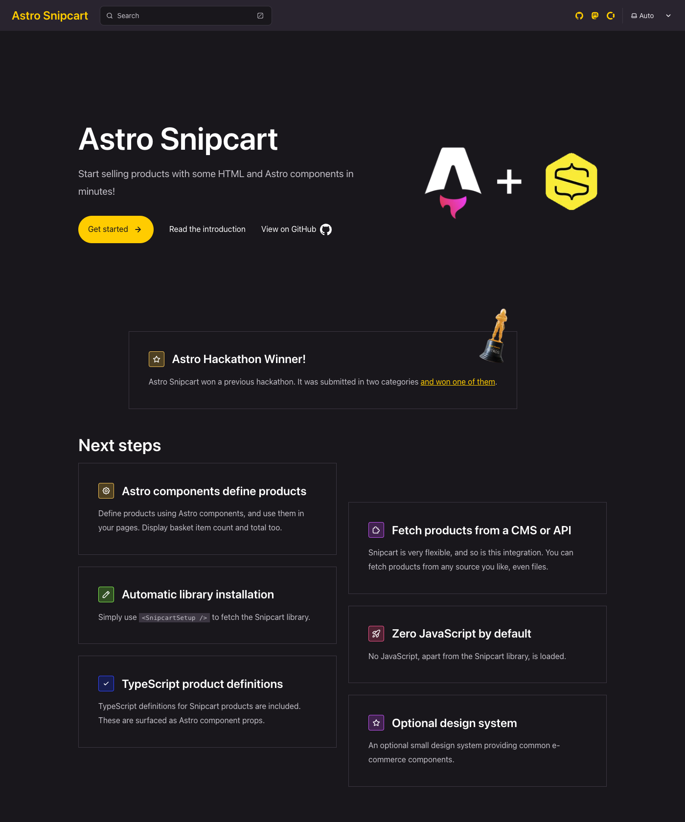 Screenshot of Astro Snipcart