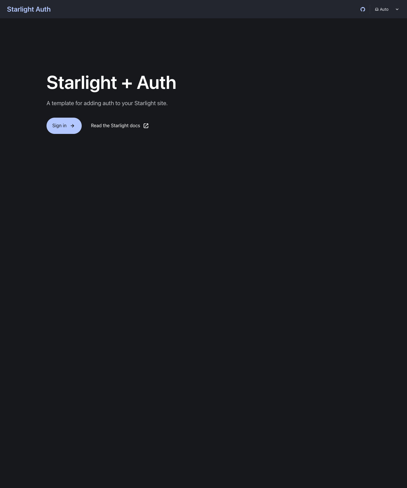 Screenshot of Starlight Auth