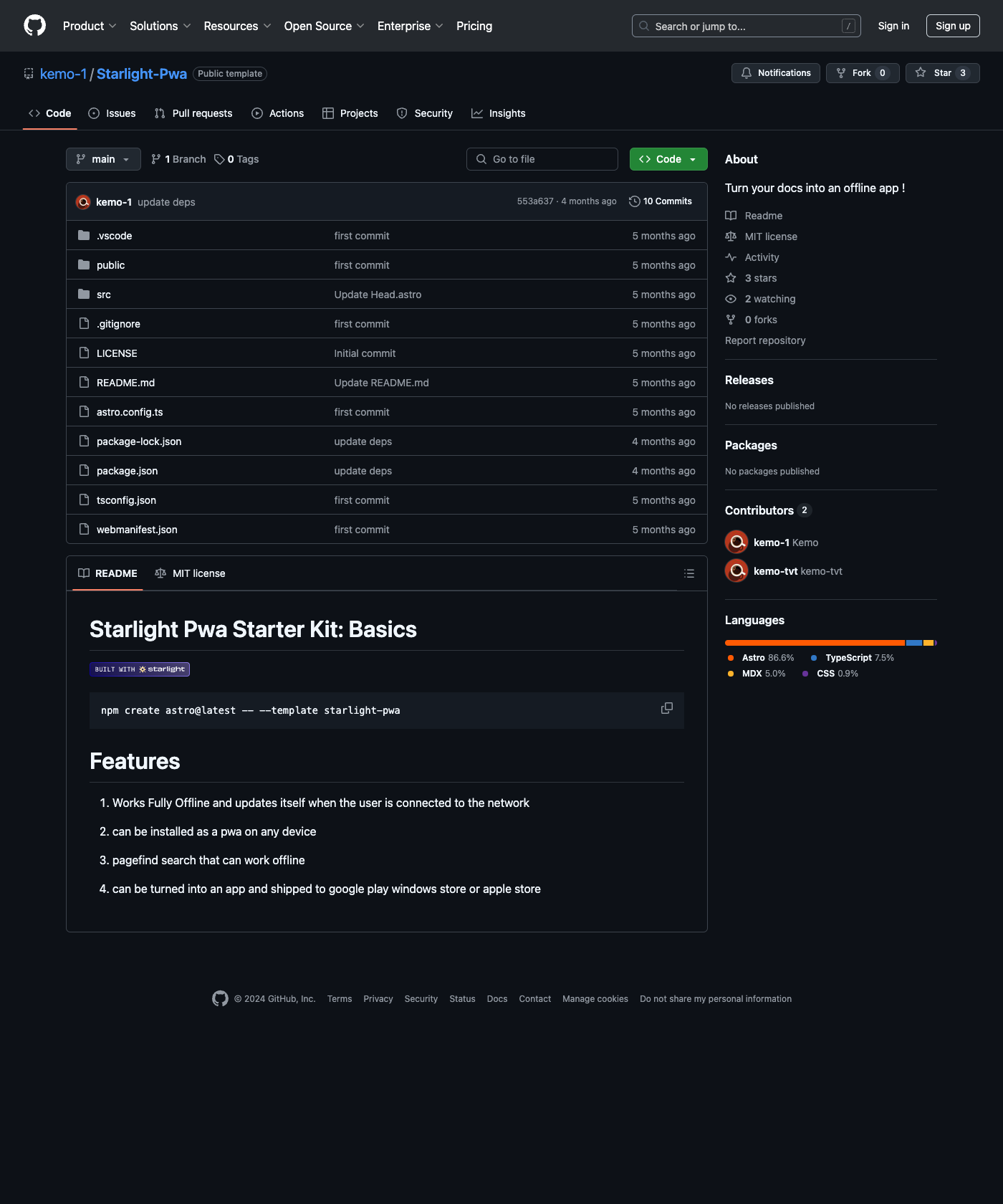 Screenshot of Starlight Pwa