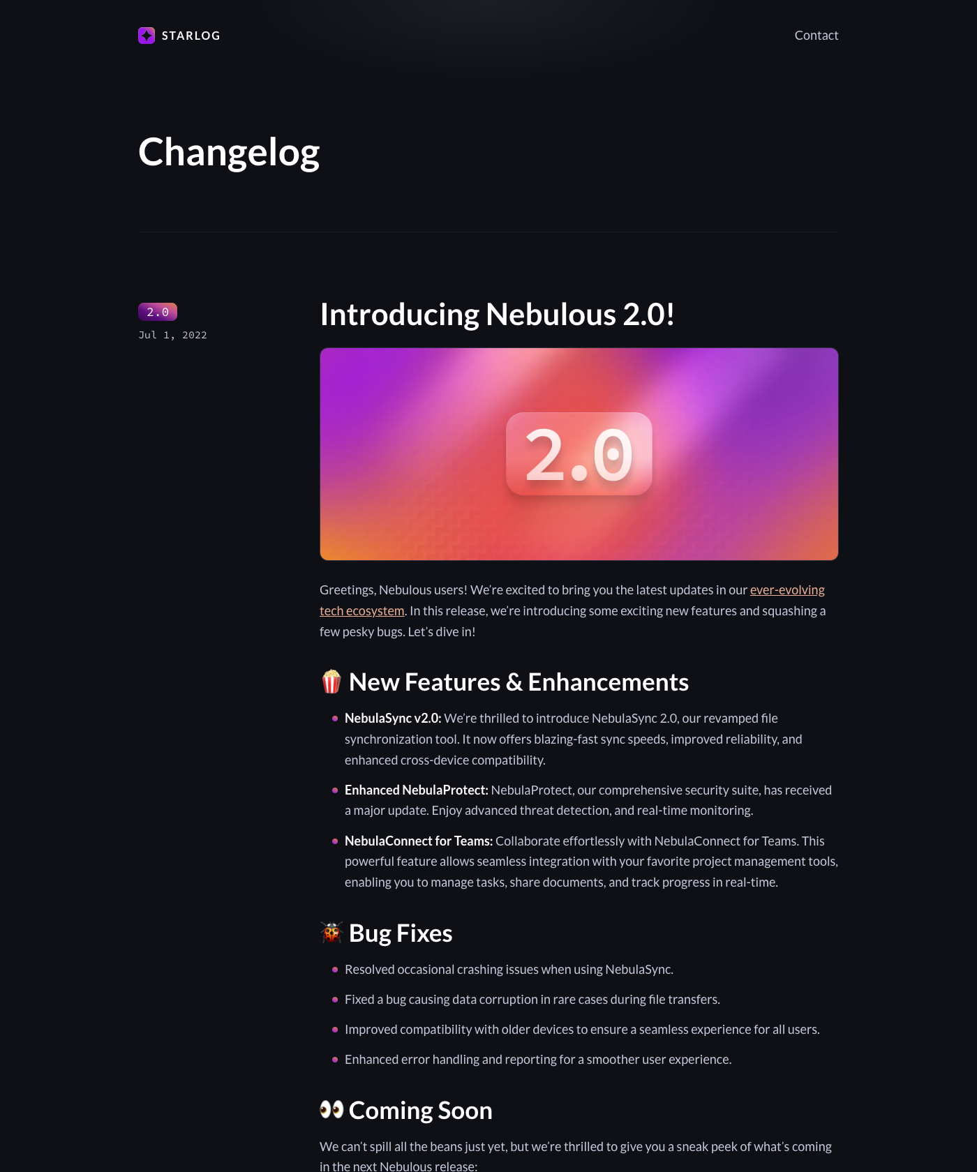 Screenshot of Starlog