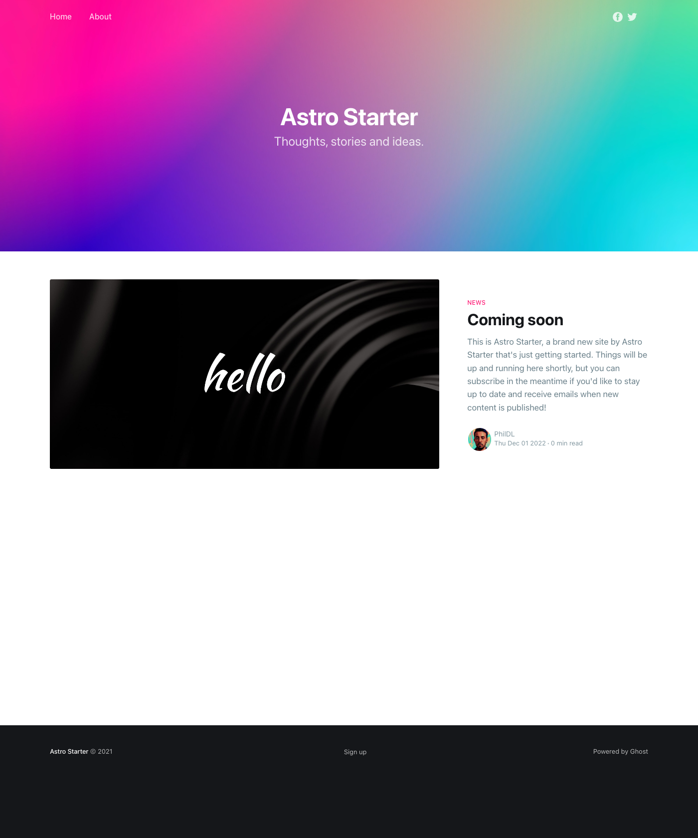 Screenshot of Astro Starter Ghost