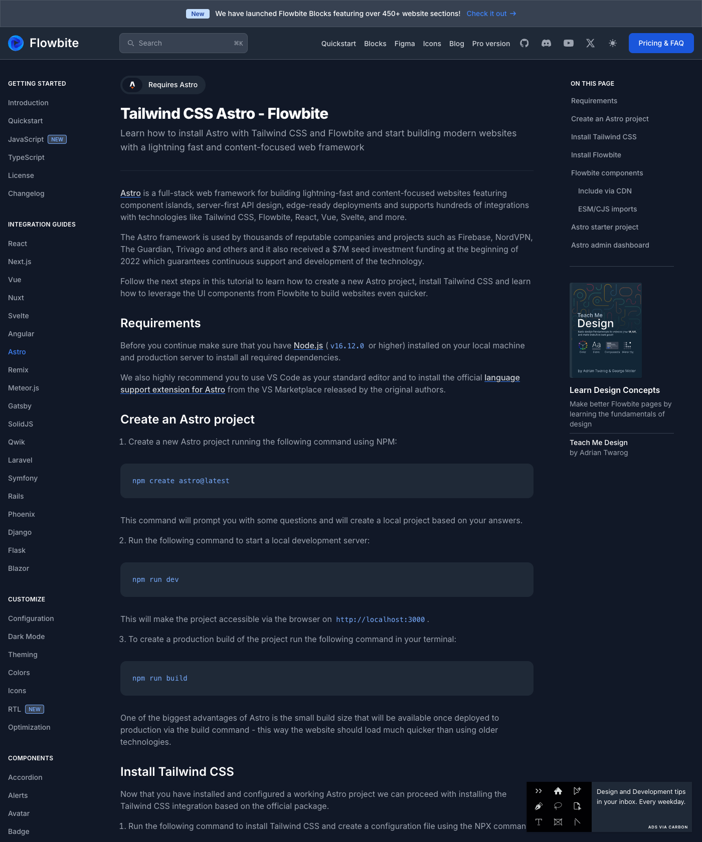 Screenshot of Tailwind Astro Starter