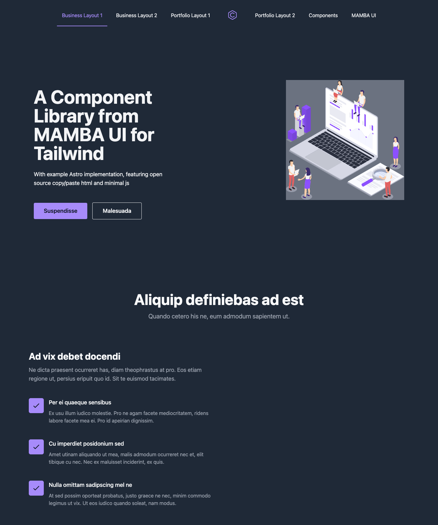 Screenshot of Astro Tailwind Mambaui Template