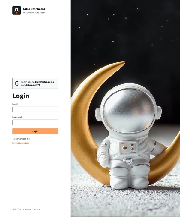 Screenshot of Accessible Astro Dashboard