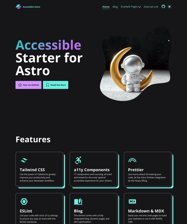 Screenshot of Accessible Astro Starter