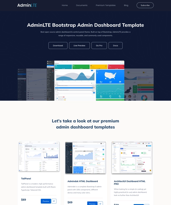 Screenshot of AdminLTE