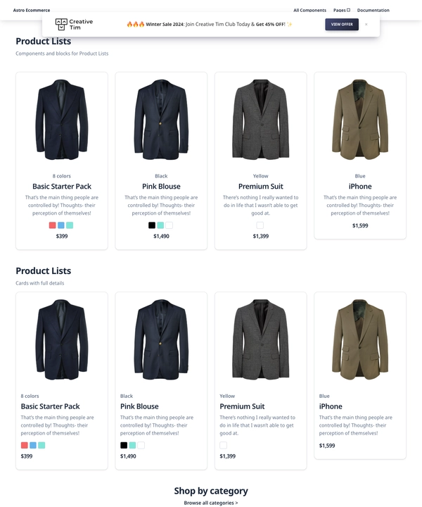 Screenshot of Astro Ecommerce