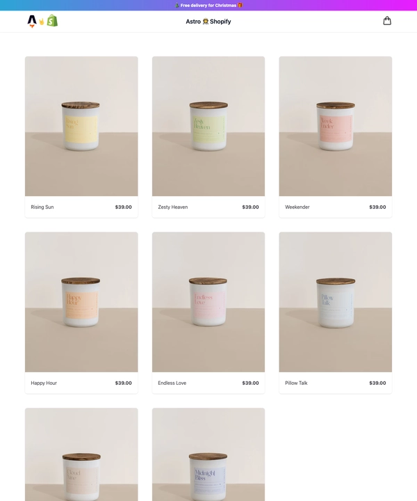 Screenshot of Astro shopify